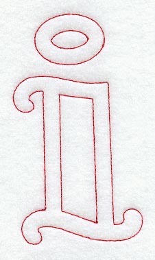 Majestic Letter I (Redwork) - 5 Inch