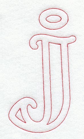 Majestic Letter J (Redwork) - 5 Inch