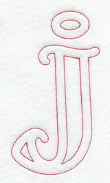 Majestic Letter J (Redwork) - 5 Inch
