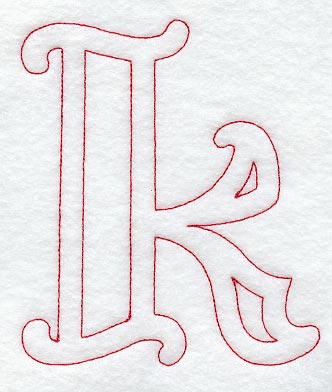 Majestic Letter K (Redwork) - 5 Inch