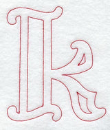 Majestic Letter K (Redwork) - 5 Inch