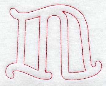 Majestic Letter N (Redwork) - 5 Inch