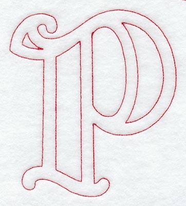 Majestic Letter P (Redwork) - 5 Inch