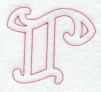 Majestic Letter R (Redwork) - 5 Inch