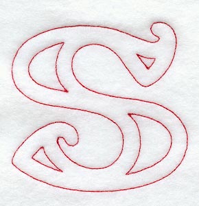 Majestic Letter S (Redwork) - 5 Inch