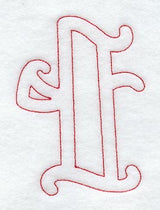 Majestic Letter T (Redwork) - 5 Inch
