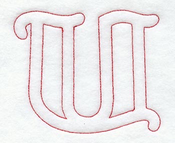 Majestic Letter U (Redwork) - 5 Inch