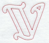 Majestic Letter V (Redwork) - 5 Inch