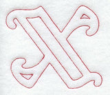 Majestic Letter X (Redwork) - 5 Inch