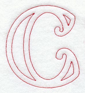 Majestic Letter C (Redwork) - 5 Inch