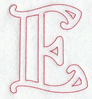 Majestic Letter E (Redwork) - 5 Inch