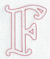 Majestic Letter F (Redwork) - 5 Inch