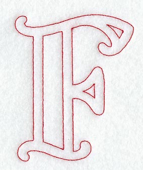 Majestic Letter F (Redwork) - 5 Inch
