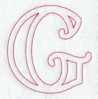 Majestic Letter G (Redwork) - 5 Inch