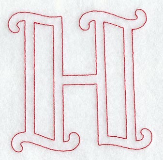 Majestic Letter H (Redwork) - 5 Inch