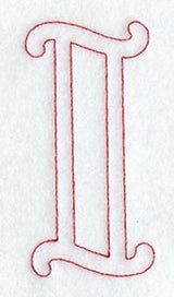 Majestic Letter I (Redwork) - 5 Inch