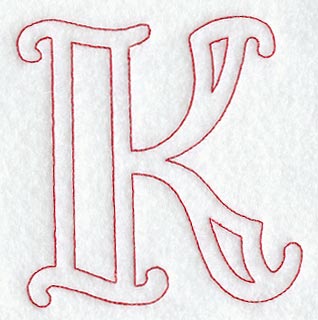 Majestic Letter K (Redwork) - 5 Inch
