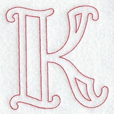 Majestic Letter K (Redwork) - 5 Inch