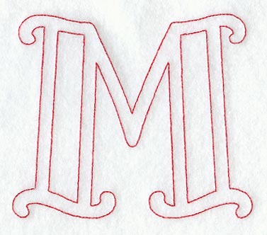 Majestic Letter M (Redwork) - 5 Inch