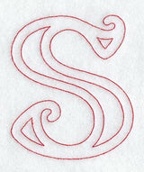 Majestic Letter S (Redwork) - 5 Inch