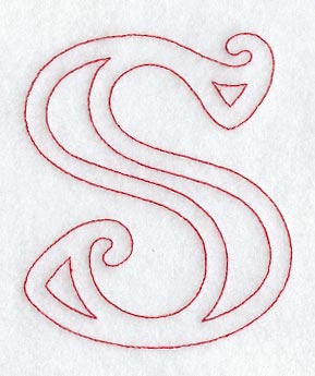 Majestic Letter S (Redwork) - 5 Inch