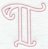 Majestic Letter T (Redwork) - 5 Inch