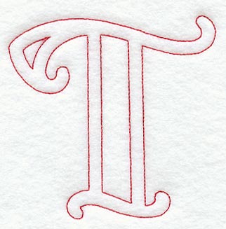 Majestic Letter T (Redwork) - 5 Inch