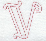 Majestic Letter V (Redwork) - 5 Inch