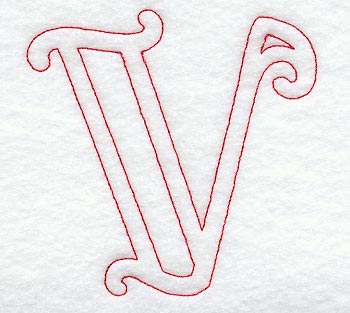 Majestic Letter V (Redwork) - 5 Inch