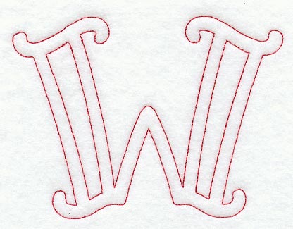 Majestic Letter W (Redwork) - 5 Inch