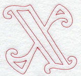 Majestic Letter X (Redwork) - 5 Inch