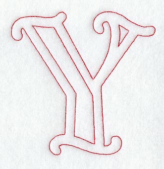 Majestic Letter Y (Redwork) - 5 Inch