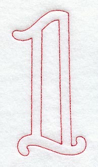 Majestic Number 1 (Redwork) - 5 Inch