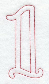 Majestic Number 1 (Redwork) - 5 Inch