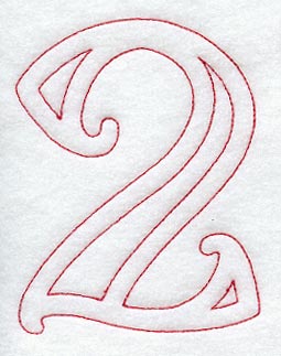 Majestic Number 2 (Redwork) - 5 Inch