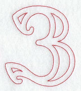 Majestic Number 3 (Redwork) - 5 Inch
