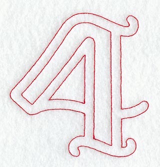 Majestic Number 4 (Redwork) - 5 Inch