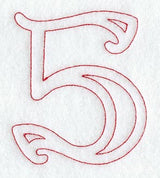 Majestic Number 5 (Redwork) - 5 Inch