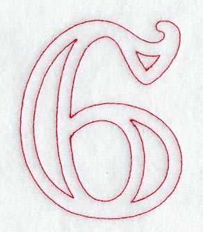 Majestic Number 6 (Redwork) - 5 Inch