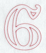 Majestic Number 6 (Redwork) - 5 Inch