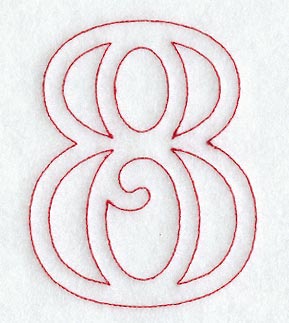Majestic Number 8 (Redwork) - 5 Inch