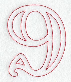 Majestic Number 9 (Redwork) - 5 Inch