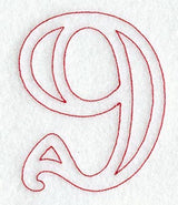 Majestic Number 9 (Redwork) - 5 Inch