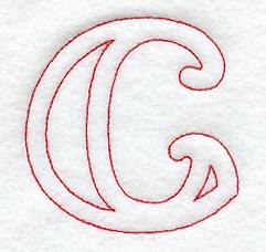 Majestic Letter C (Redwork) - 5 Inch