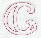 Majestic Letter C (Redwork) - 5 Inch