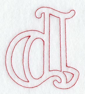 Majestic Letter D (Redwork) - 5 Inch