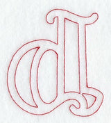 Majestic Letter D (Redwork) - 5 Inch