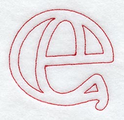 Majestic Letter E (Redwork) - 5 Inch