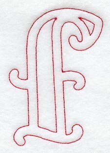 Majestic Letter F (Redwork) - 5 Inch