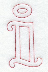 Majestic Letter I (Redwork) - 5 Inch